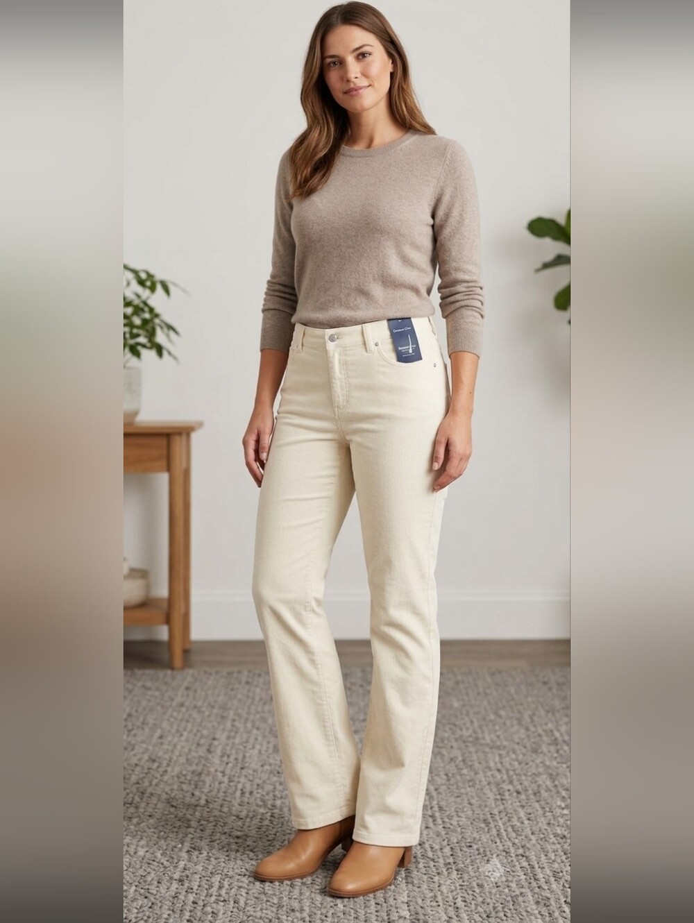 Charter Club High-Rise Straight-Leg Jeans in Cream